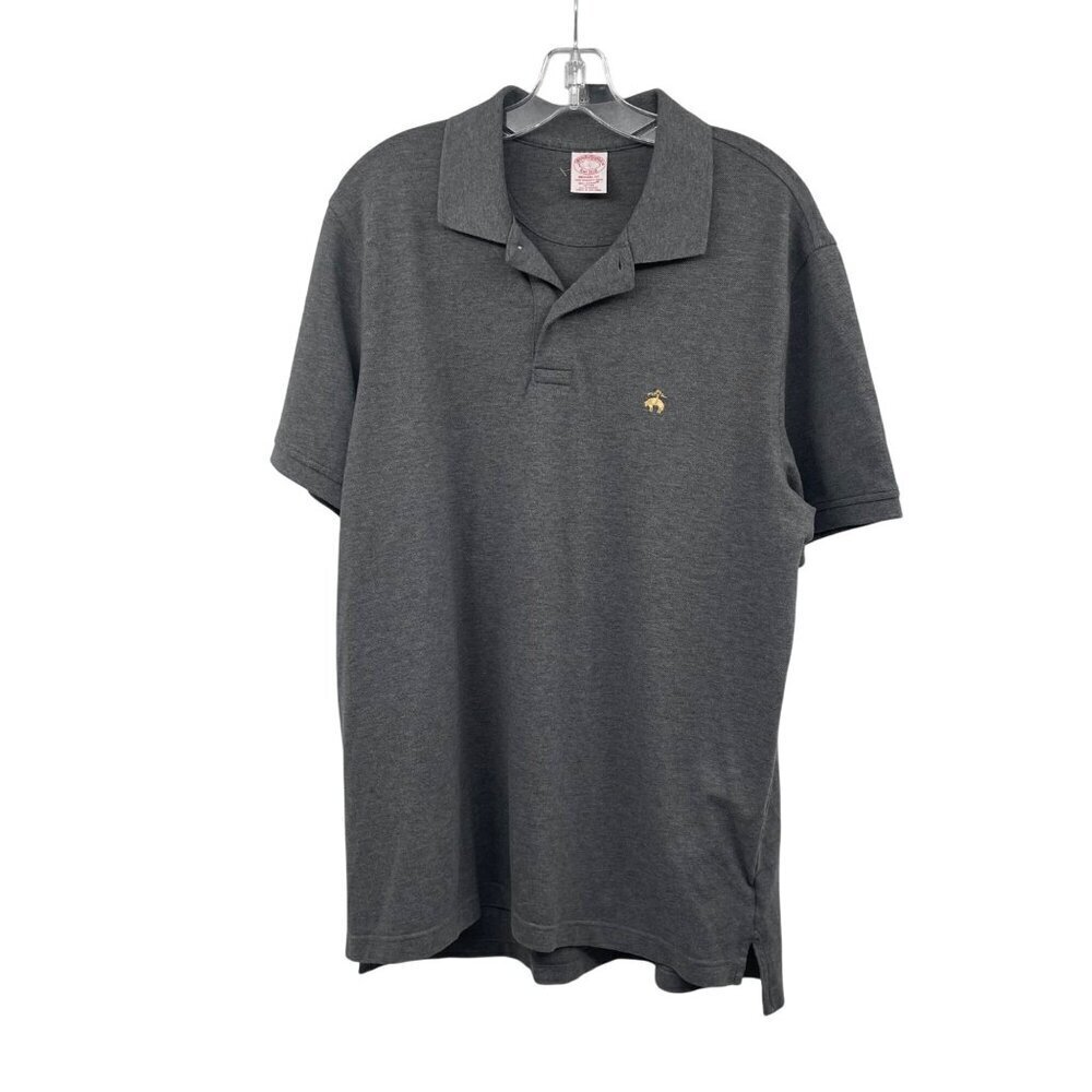 Brooks Brothers Men's Short Sleeve Polo Gray/Yellow Size Large